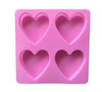 Stampo in silicone a forma di cuore con 4 cavità per candele, a forma di | Silicone per uso alimentare, sicuro per cioccolato, torte; resistente al calore fino a 230 °C