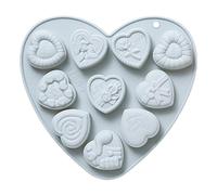 Stampo in silicone a forma di cuore, stampo in silicone, decorazione per torte, cioccolato, caramelle, 10 griglie, forma a cuore, in silicone, per torte, cioccolato, decorazione per la casa
