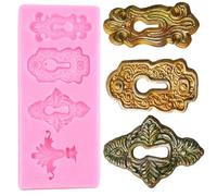 Stampo in silicone a forma di fiore, 15,5 x 5,5 cm, stile vintage, con serratura a forma di serratura, per compleanno, cupcake, fondente, torte, cioccolato, caramelle, argilla, resina