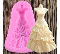Stampo in silicone a forma di fiore, 7,6 x 5,3 cm, adorabile vestito da principessa, per pasticceria, decorazione torte, sapone, accessori da forno, dessert, fondente