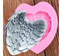 Stampo in silicone a forma di fiore, 8 x 9,5 cm, con ali d'angelo, strumenti per decorare torte, sapone, resina, caramelle, argilla, cioccolato, torte