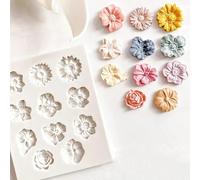 Stampo in silicone a forma di fiori, in silicone 3D, per cubetti di ghiaccio, riutilizzabile, in silicone, 11 stampi in silicone per fondente a forma di fiore, mini stampo per budino, cioccolato