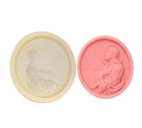 Stampo in silicone a forma di Gesù, 10,6 x 9,8 x 2,1 cm, stile vintage, rotondo, per decorazioni di torte al cioccolato, fai da te in resina, progetti di pasticceria, regali per le vacanze