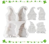 Stampo in silicone a forma di gnomi, stampo per il giorno di San Patrizio, motivo resina epossidica, 4 cavità, silicone robusto, strumento portatile per stampaggio, sapone, decorazione da
