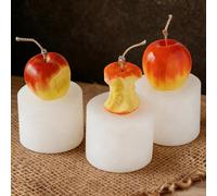Stampo in silicone a forma di mela intera, mela morsicata e torsolo di mela, per realizzare candele, saponi, resine e altri oggetti artigianali profumati a forma di frutta, utile per decorazioni e reg