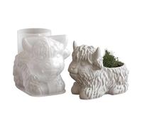Stampo in silicone a forma di mucca delle Highland - Simpatico stampo 3D a forma di mucca delle Highland, stampi in resina a forma di animale, stampo flessibile per vaso, riutilizzabile e facile da