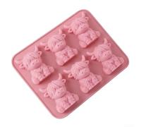Stampo in silicone a forma di mucca per mini cubetti di ghiaccio, compatibile con caffè, cocktail, succhi e latte freddo (rosa)