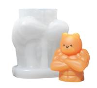 Stampo in silicone a forma di orsetto muscoloso 3D, strumento flessibile per lavori artigianali, ideale per resina, creazione di candele, decorazioni fatte a mano piccole/grandi, forniture artistiche