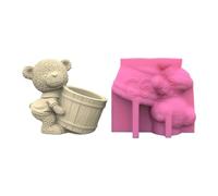 Stampo in silicone a forma di orso adorabile in gesso per vasi di fiori in calcestruzzo stampo per gesso, stampo in silicone per la cottura