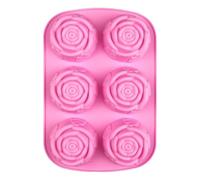 Stampo in silicone a forma di rosa, stampo per fondente a forma di , grande vassoio per cubetti di ghiaccio, 6 cavità per torte al cioccolato, biscotti, cupcake
