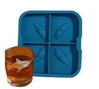 stampo in silicone a forma di squalo 3D, vassoio per cubetti di ghiaccio e pinze con presa facile per whisky, cocktail, feste, senza BPA