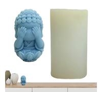 Stampo in silicone a forma di statua di Buddha, candela di cera di soia, stampo per candela 3D a forma di Buddha, artigianato artistico in resina, non ascoltare parlare o guardare a forma di