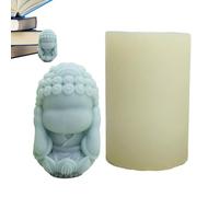 Stampo in silicone a forma di statua di Buddha, candela di cera di soia, stampo per candela 3D a forma di Buddha, artigianato artistico in resina, non ascoltare parlare o guardare a forma di