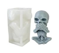 Stampo in silicone a forma di teschio - Vedere Speak non sentire malvagio cranio 3D - Strumento | Personaggio da collezione Personaggi per decorazioni per la casa, festival artigianato di candele