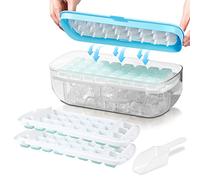 Stampo in Silicone Alimentare, per 48 Cubetti di Ghiaccio con Coperchio, Rilascia Tutti in un Secondo, Vassoio Riutilizzabile (Blu Ice Maker)