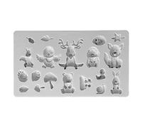 Stampo in Silicone Animali della Foresta, Stampi per Torte e Decorazioni in Fondente Grigio - Design a Rilievo, Resistente al Calore, Ideale per Dolci e Fai da Te