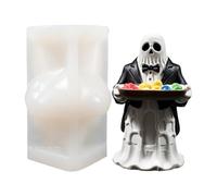Stampo in silicone antiaderente per candele, strumento fai da te per la | Halloween - Servitore che tiene un vassoio, stampo in silicone per gesso e mensole da tavolo a casa infestata