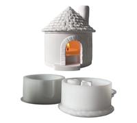 Stampo In Silicone Casa Villaggio Di Natale, Stampo 3D Portalumino In Silicone, per Aromaterapia da Scrivania per Casa o Ufficio per Giorni Feriali o Ringraziamento