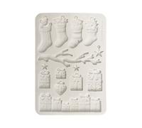 Stamperia - Silicon Mould A5 for Scrapbooks, Bullet Journals and More, Non-Stick Surface, Suitable for Air-Dry Clay, Resin and More, Perfect for Crafts and Gifting (Christmas Socks and Presents)
