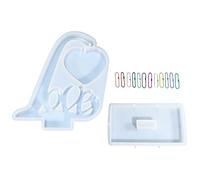 Stampo in silicone con cornice portafoto a forma di cuore, con staffa di base, resina epossidica, creazione di gioielli, decorazioni per la casa, lettere, amore, cuore, con staffa di base