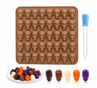 Stampo in silicone con teschio gommoso, 1 confezione 40 Cavità mini stampi in silicone per Halloween con 1 contagocce per cioccolato, caramelle, gelatina