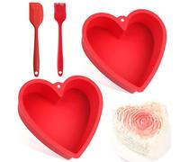 Stampo in silicone da 25 cm, 2 stampi in silicone a forma di cuore con 1 spatola e 1 spazzola, stampo in silicone riutilizzabile, set di stampi in silicone per torte, mousse e dessert