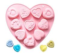 Stampo in silicone Love, stampo a forma di cuore per la cottura | Decorazione di caramelle al cioccolato per torta a 10 griglie | Stampo per torta in silicone a forma di cuore, decorazioni da tavolo