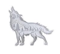 Stampo in Silicone Lupo - Stampo Artigianale a di Animale per Natale | Distributo Ornamento del Lupo Fai -da -Te con Luna, Montagna e Design degli Alberi, Stampo di Artigianato epossidico per so