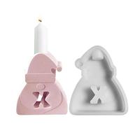 Stampo in silicone natalizio, riutilizzabile, portacandele a forma di | Babbo Natale per torte di Natale e sapone, decorazioni riutilizzabili con lettere antiaderenti