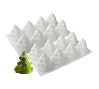 Stampo in silicone per albero di Natale da 2 pezzi, stampo 3D antiaderente per uso alimentare a 8 cavità per caramelle al cioccolato, cubetti di ghiaccio, stampi da forno