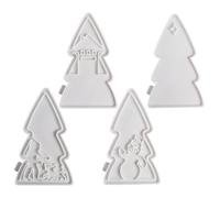 Stampo in silicone per albero di Natale, riutilizzabile, non adesivo, 4 pezzi, forma per albero di Natale per resina pressofusa, per argilla, calcestruzzo, resina epossidica, sapone, decorazione per