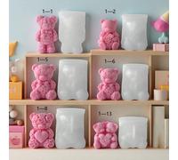 Stampo in silicone per candela a forma di rosa e orso, stampo per cera profumata a forma di cuore e orso, pietra aromatica, sapone o decorazione per la casa, adatto per profumo di orsi fatti a mano pe