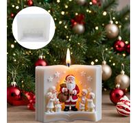 Stampo in silicone per candela aromaterapica a forma di libro con Babbo Natale, sacco di regali e gruppo di bambini, Babbo Natale e bambini che chiedono regali, adatto per resina, gesso, argilla, ceme