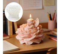 Stampo in silicone per candela profumata con angelo seduto su un fiore di loto, angelo addormentato e il suo trono di loto, adatto per resina, gesso, argilla, calcestruzzo, cemento, artigianato, stamp