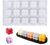 Stampo in Silicone per Candele a Bolle, Stampo in Cera di Soia Fatto a Mano 15 in 1, Stampo per Candele in Resina Con Palline a Cubo a Bolle 3D, Stampo per Torta Mousse per Sapone, Budino, Torta