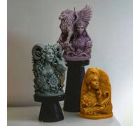 Stampo in silicone per candele a forma di divinità zodiacali 3D - Divinità di Ariete con corna, Divinità di Leone alata, Divinità africana di Scorpione. Materiale in silicone morbido, facile da smonta