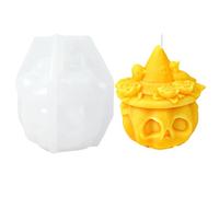 Stampo in silicone per candele in resina di cera e resina, decorazione per | Teschio zucca, corvo e rosa intagliato, silicone antiaderente flessibile, resistente al calore, demold senza cuciture per