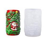 Stampo in silicone per candele natalizie Stampo in silicone cilindrico in rilievo con Babbo Natale per sapone Cioccolato Decorazione natalizia Stampo cilindrico natalizio