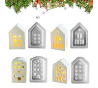 Stampo in silicone per casa di Natale, set di 4 per cemento e gesso. Forma a casa in stile europeo