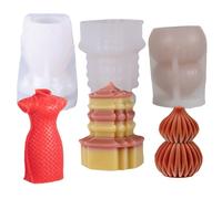 Stampo in silicone per Cheongsam in bambù, senza forno, per budino di crema pasticcera, cioccolato, dessert, candele, argilla (combinazione di 3 pezzi)