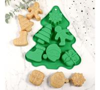 Stampo in silicone per cioccolatini natalizi - 6 cavità 3D con , albero e santa, strumento multiuso antiaderente, facile da rimuovere, ideale per topper di cupcake, mousse e pasticceria, 18,5 x