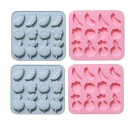 Stampo In Silicone Per Cioccolato 4 Pezzi Di Forma Vegetale Silicone Cioccolato Cottura Torta Gelatina Dessert Biscotto Stampo Blu Rosa