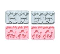 Stampo In Silicone Per Cioccolato 4 Pezzi Forma D'Amore Silicone Strumenti Di Cottura Torta Torta Gelatina Dessert Stampo Blu Rosa