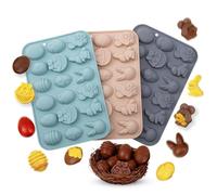 Stampo in silicone per cioccolato con 18 cavità per Pasqua, simpatico stampo a forma di Uovo, coniglio e cesta 3D, ideale per decorazioni di dolci fatti in casa, cioccolatini, gomme e torte pasquali