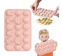 Stampo in silicone per cioccolato con 18 cavità per Pasqua, simpatico stampo a forma di Uovo, coniglio e cesta 3D, ideale per decorazioni di dolci fatti in casa, cioccolatini, gomme e torte pasquali