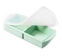 Stampo in silicone per congelatore con coperchio, grande vassoio per zuppe e congelatore, vassoio per porzioni di cibo, zuppe, contenitori per cubetti di ghiaccio per conservare (verde, 2 griglie)