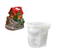 Stampo in silicone per cottage di neve a tema vacanza elegante per alimenti flessibile strumento artigianale per la decorazione delle vacanze Stampo in silicone per la casa di Natale