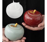 Stampo in silicone per creare con la resina un contenitore a forma di mela con coperchio, per decorare la casa e contenere oggetti come candele, piante grasse e altro Tagli UnicaSilicone