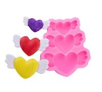 Stampo in silicone per fondente, stampo in silicone fai da te a forma di cuore con ali di amore, per decorazione torte, gesso, artigianato, cioccolato, a forma di ali, 8,6 x 7,5 x 1 cm