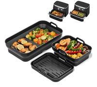 Stampo in Silicone per Friggitrice ad Aria per Ninja Foodi FlexDrawer 10,4L AF500EU, Compatibile con Cosori Dual Blaze TwinFry 10L, Cestello Pieghevole Antiaderente, Facile da Pulire